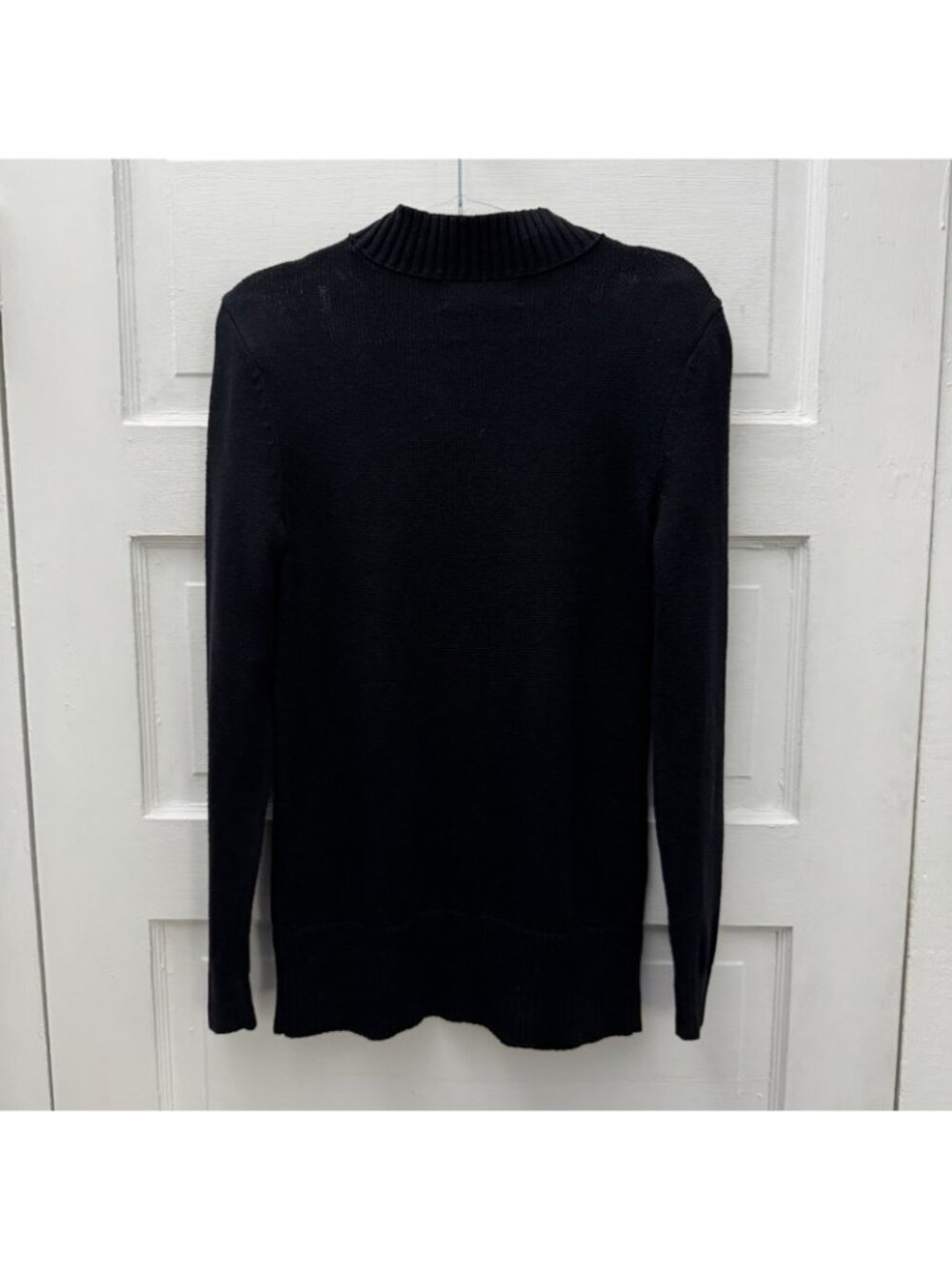 Karen Scott Black Cable Knit Mock Neck Sweater XS 100% Cotton Long Sleeve - Picture 3 of 7